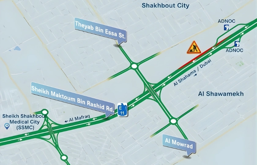 Partial Road Closure E11 Sheikh Maktoum Bin Rashid November 2025